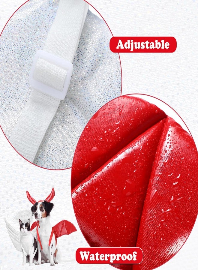 Bulyoou Pet Halloween Costume Angel Dog Costume Wings and Dog Devil Cat Angel Devil Cosplay Outfit Fits Many Pets for Christmas, Halloween Parties, Gifts for Dog & Cat Lovers(White, Red) - Image 3